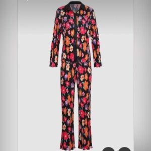 Floral Print Plisse Shirt And Trousers Set- Medium
